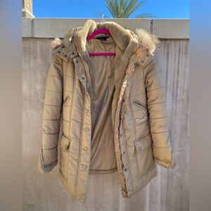 Vintage Y2K Rocawear Gold Puffer Jacket with Real Fur